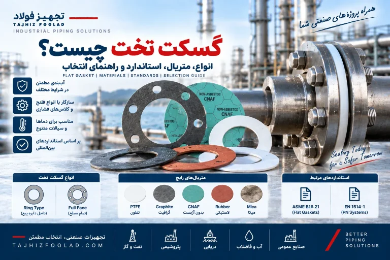 گسکت تخت چیست؟ انواع، متریال و راهنمای انتخاب Flat Gasket