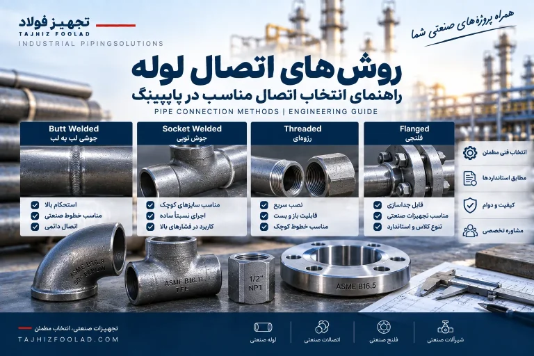 روش‌های اتصال لوله در پایپینگ؛ جوشی، فلنجی، رزوه‌ای و Socket Weld