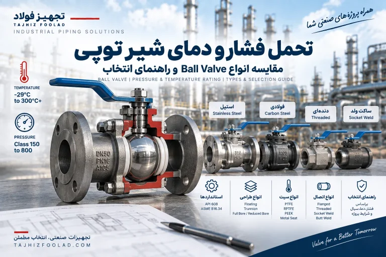 تحمل فشار و دمای شیر توپی؛ مقایسه انواع Ball Valve و راهنمای انتخاب